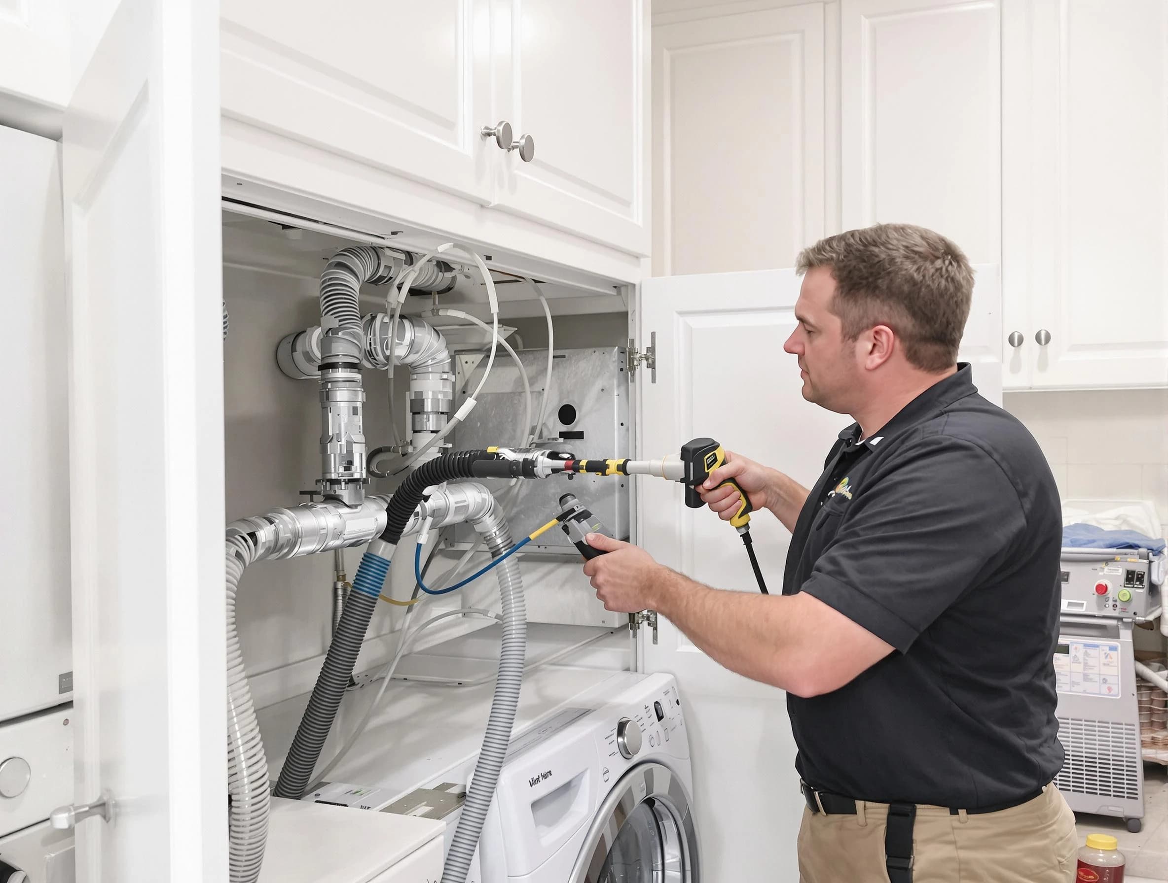 Dumbarton Dryer Vent Cleaning professional removing severe blockage from a clogged dryer vent in Dumbarton