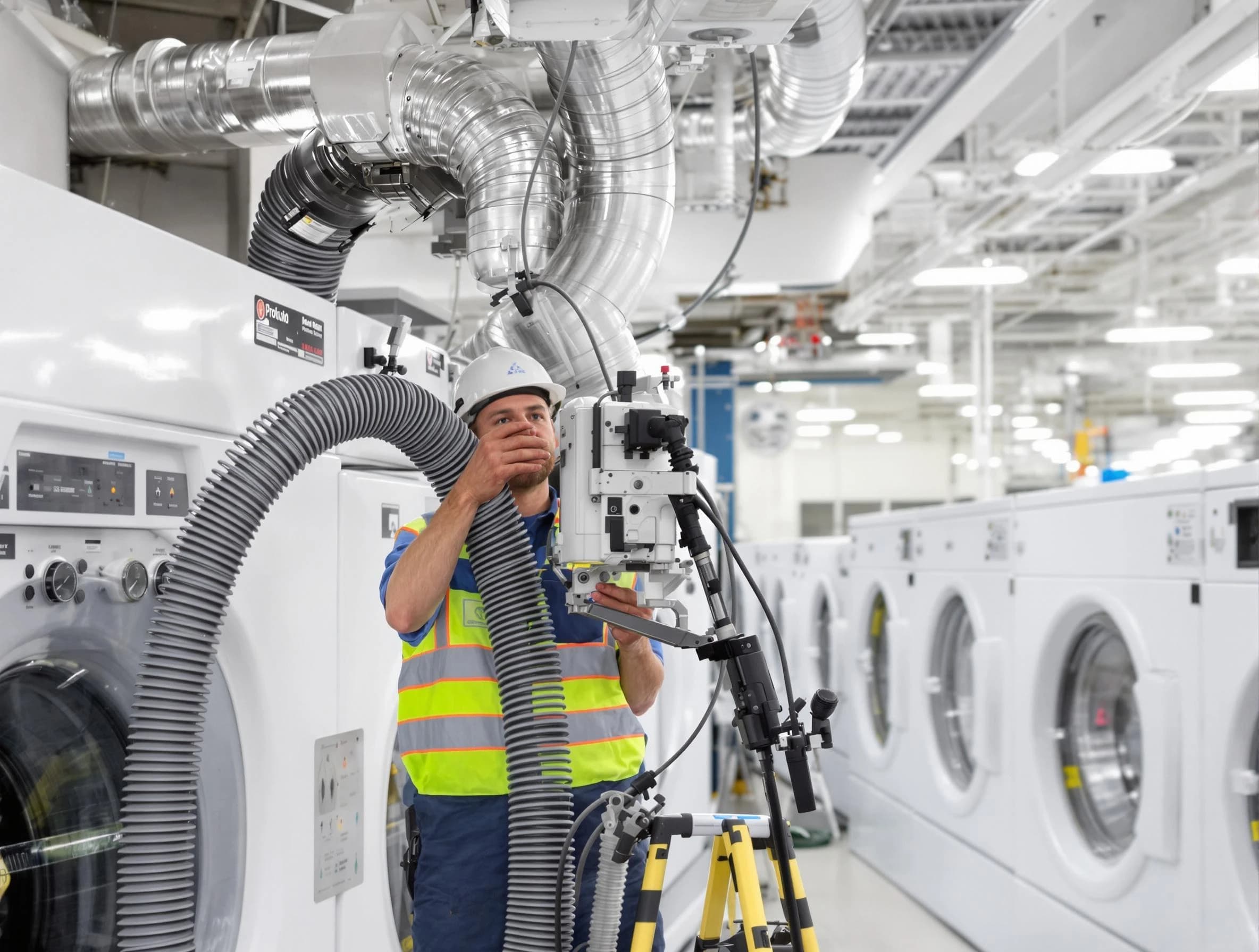 Dumbarton Dryer Vent Cleaning team performing commercial-grade dryer vent cleaning at a business facility in Dumbarton